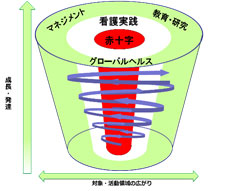 赤十字施設の実践者ラダーの領域と概念図